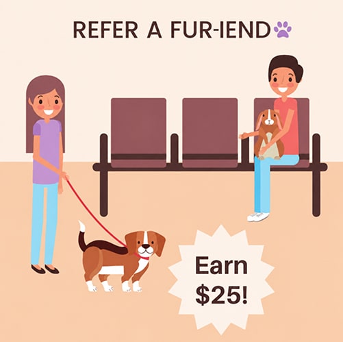 25 off Refer a fur-iend graphics